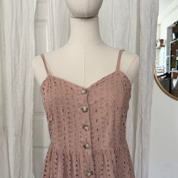 Mauve pink/ tan Buttoned Midi Sundress - Picture 5 of 8